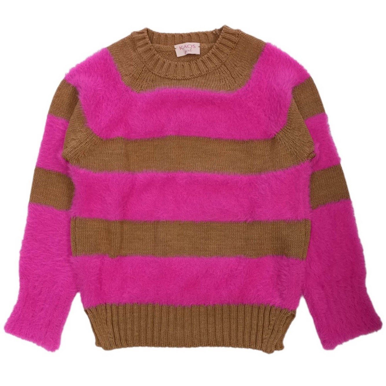 Kaos - Maglione righe fuxia/marrone lana