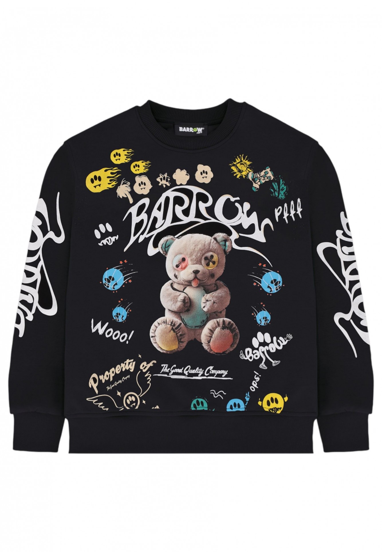 Barrow - Felpa nera stampa orso