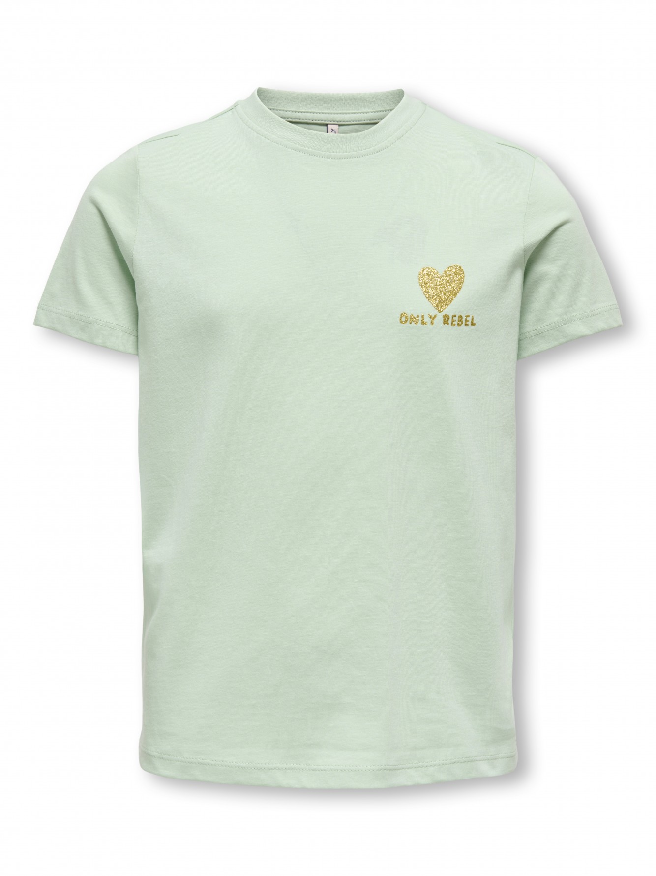 Only - T-shirt verde c/cuore