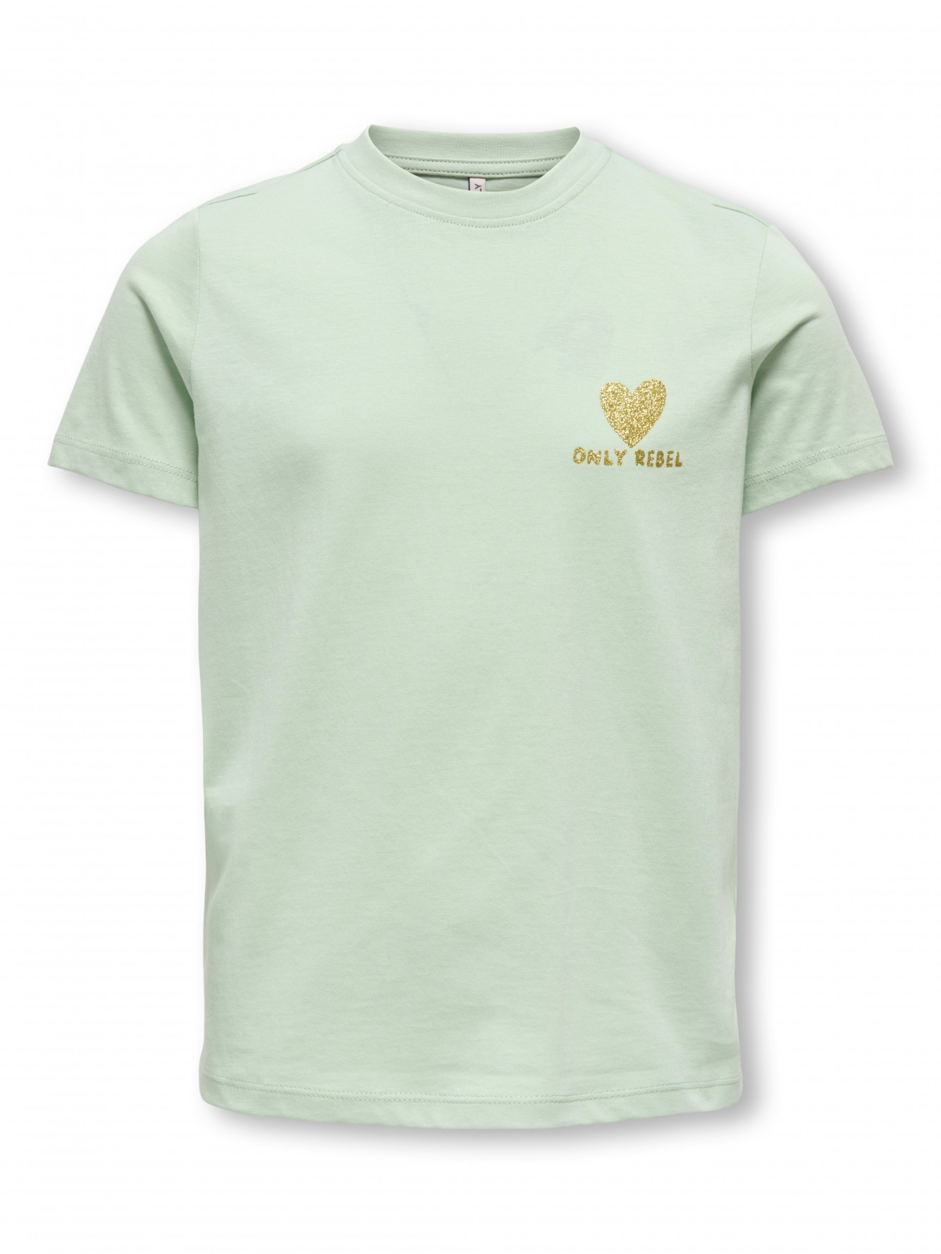 Only - T-shirt verde c/cuore