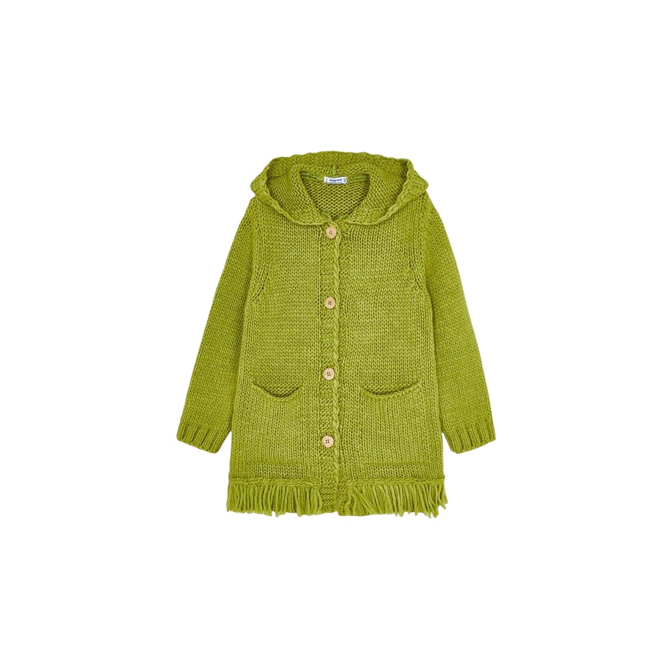 Mayoral - Cardigan verde oliva 069 c/frange