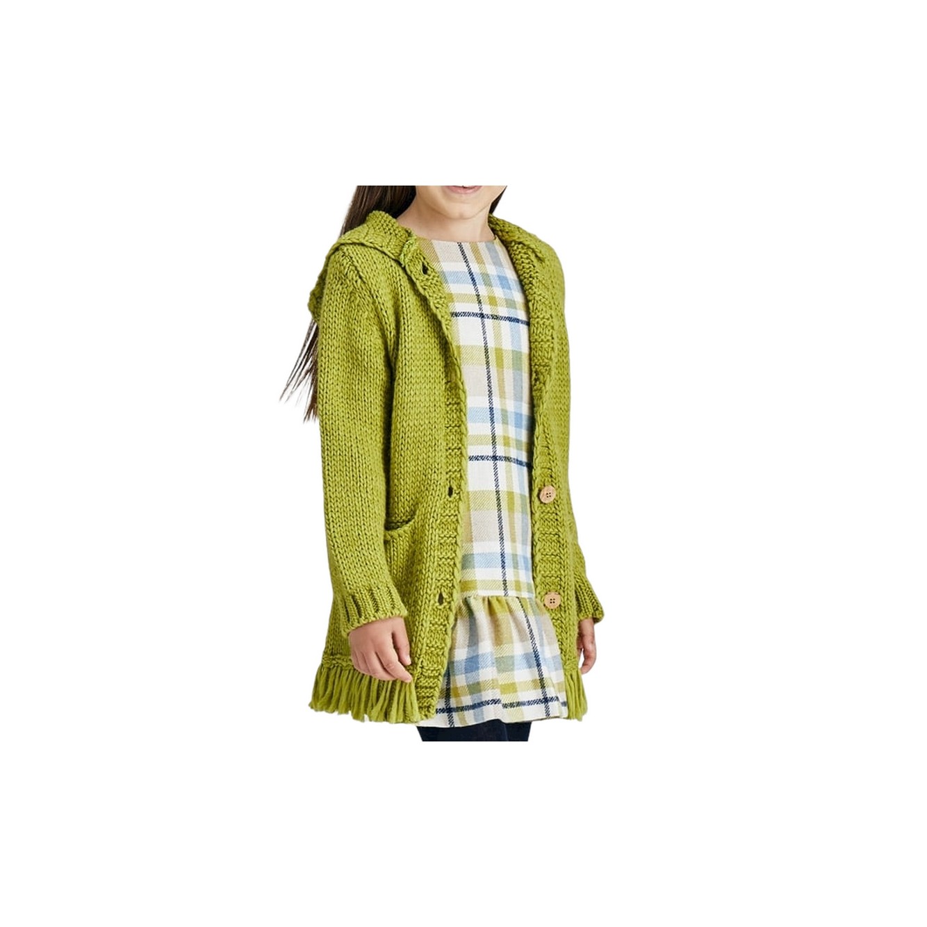 Mayoral - Cardigan verde oliva 069 c/frange