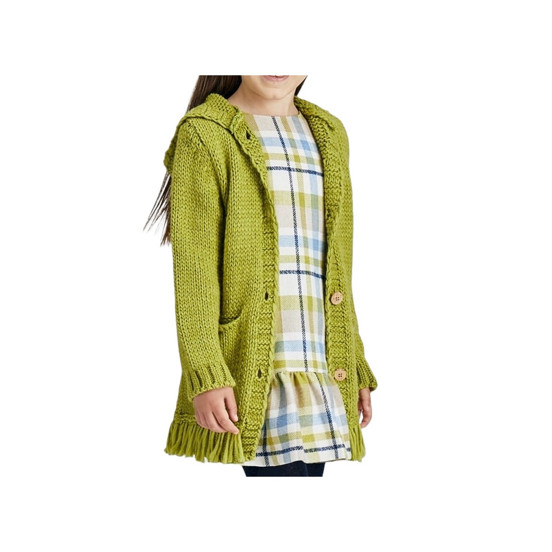 Mayoral - Cardigan verde oliva 069 c/frange